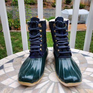 Sperry for J Crew Top Sider Duck Boots Black Watch Wool Plaid | US 7